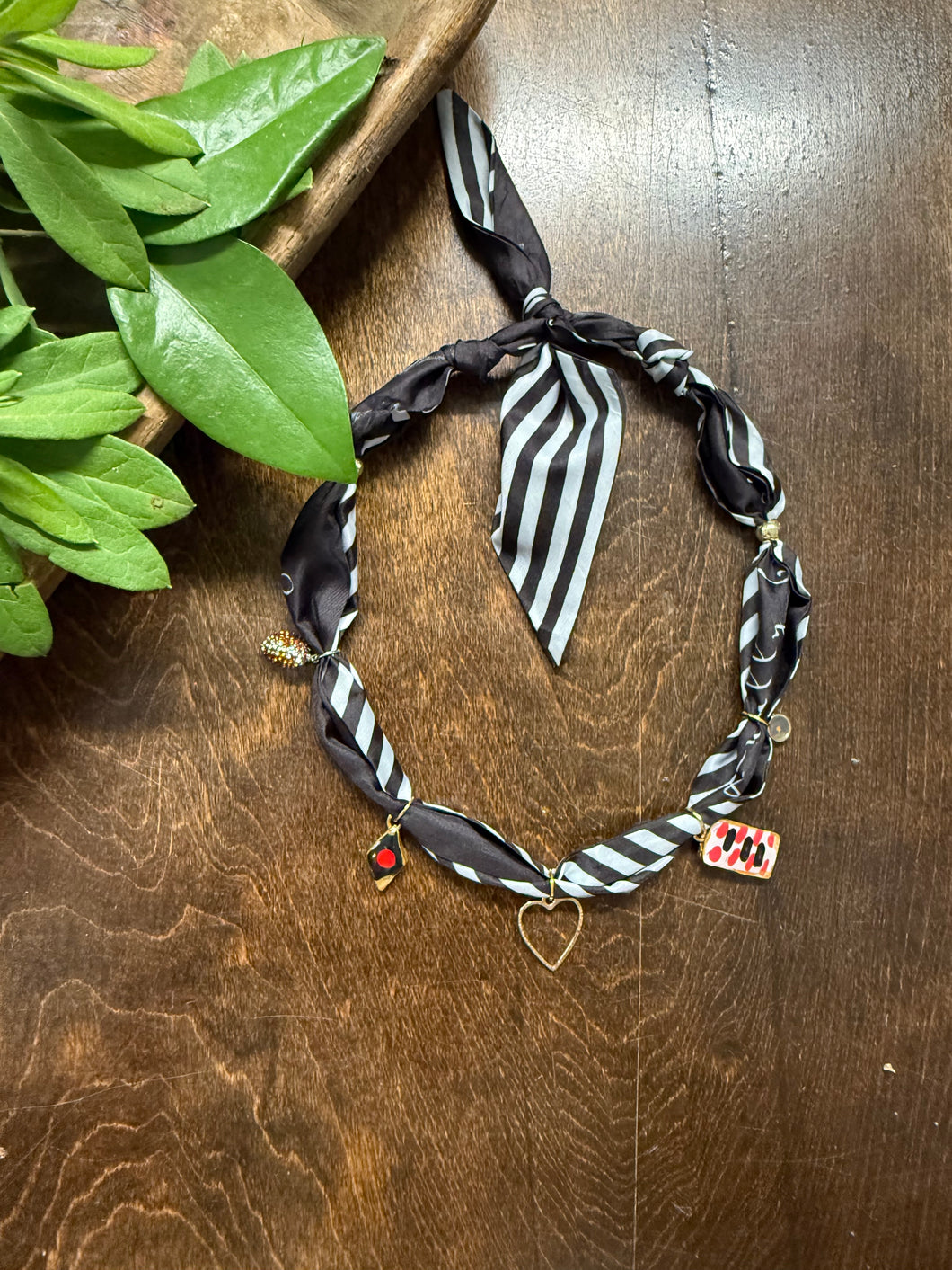 Red, Black, and Bling Bandana Necklace