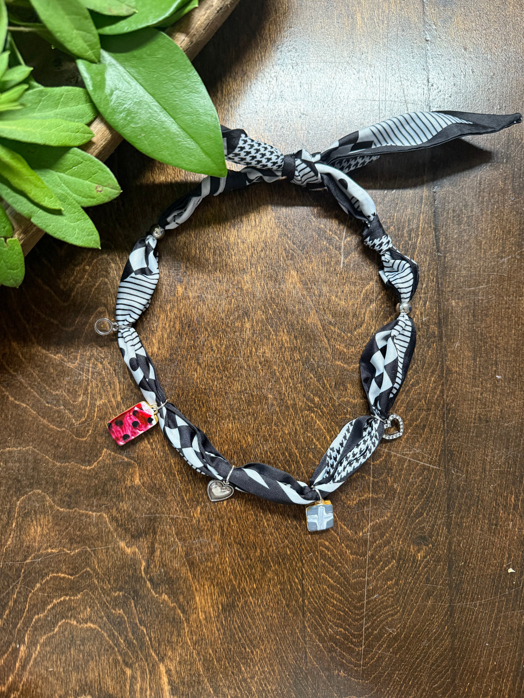 Rolling in Houndstooth Bandana Necklace