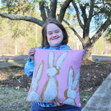 Load image into Gallery viewer, Bunnies Throw Pillow | by Logan Chew
