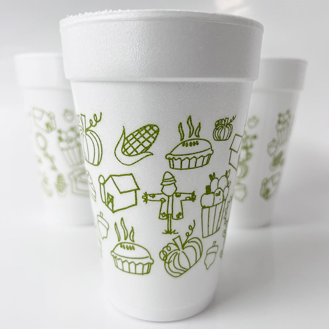 Thanksgiving Feast Styrofoam Cups (Sleeve of 10) by Russell Cobb