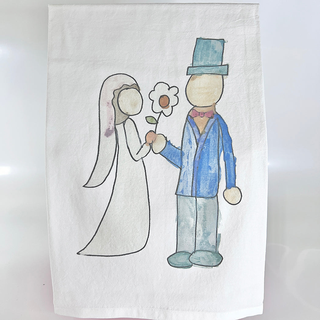 Wedding Day Tea Towel by Russell Cobb