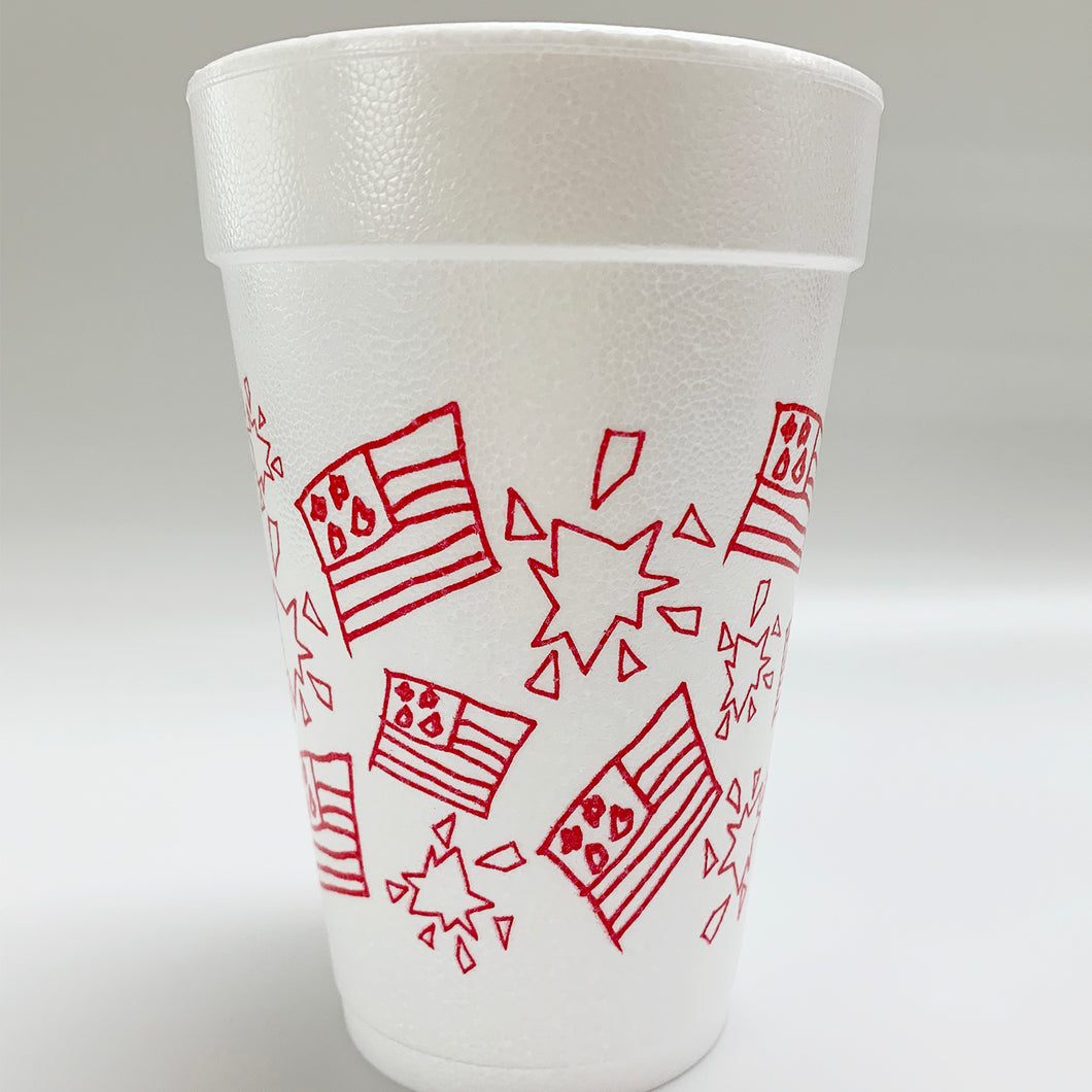 Stars and Stripes Styrofoam Cups (Sleeve of 10) by Megan Schmidt and Linda Byrd